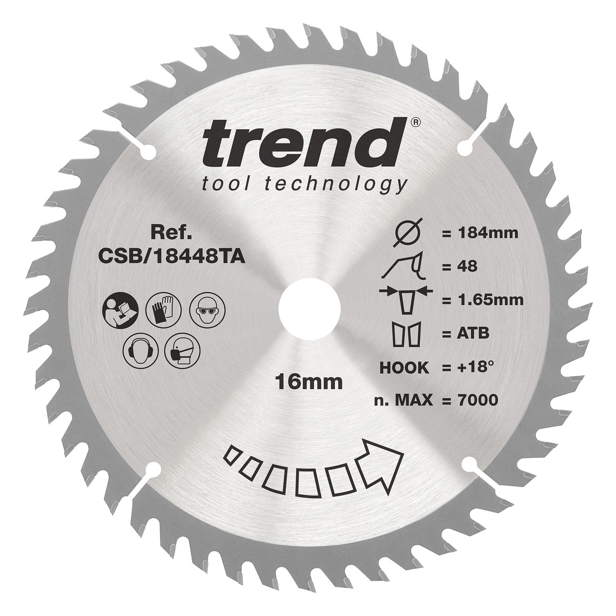 Trend 184mm x 16mm x 48T Thin Kerf General Purpose Cordless Circular Saw Blade