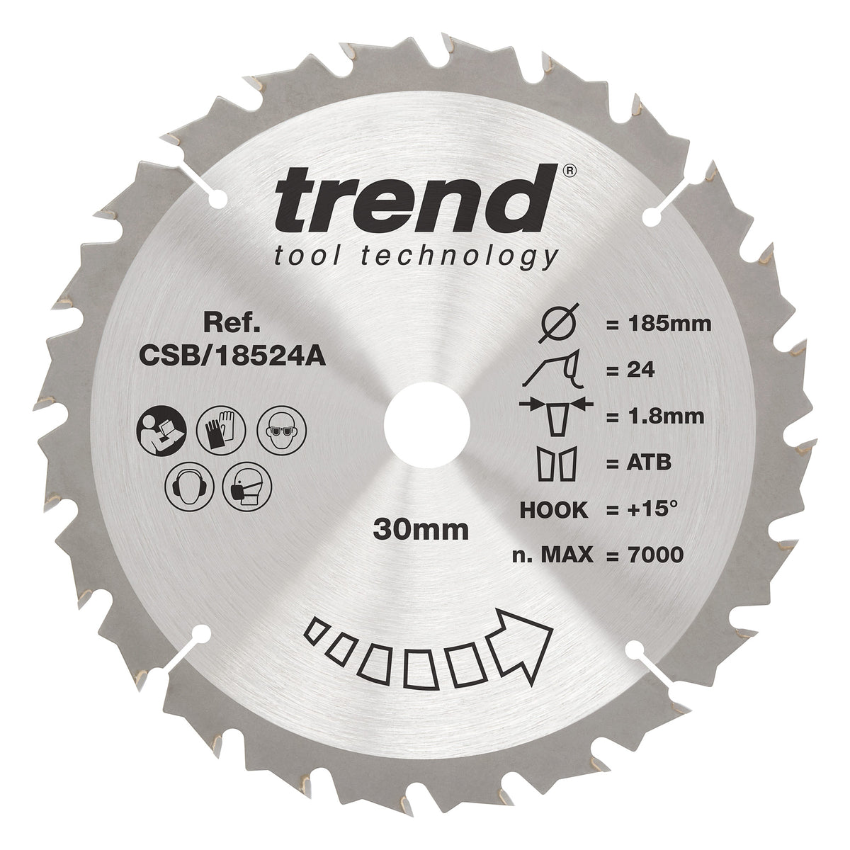 Trend 185mm x 30mm x 24T Thin Kerf Ripping Cordless Circular Saw Blade