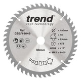Trend 190mm x 30mm x 48T General Purpose Circular Saw Blade