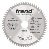 Trend 190mm x 30mm x 60T Fine Cut Off Circular Saw Blade