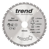 Trend 210mm x 30mm x 36T Ripping Circular Saw Blade