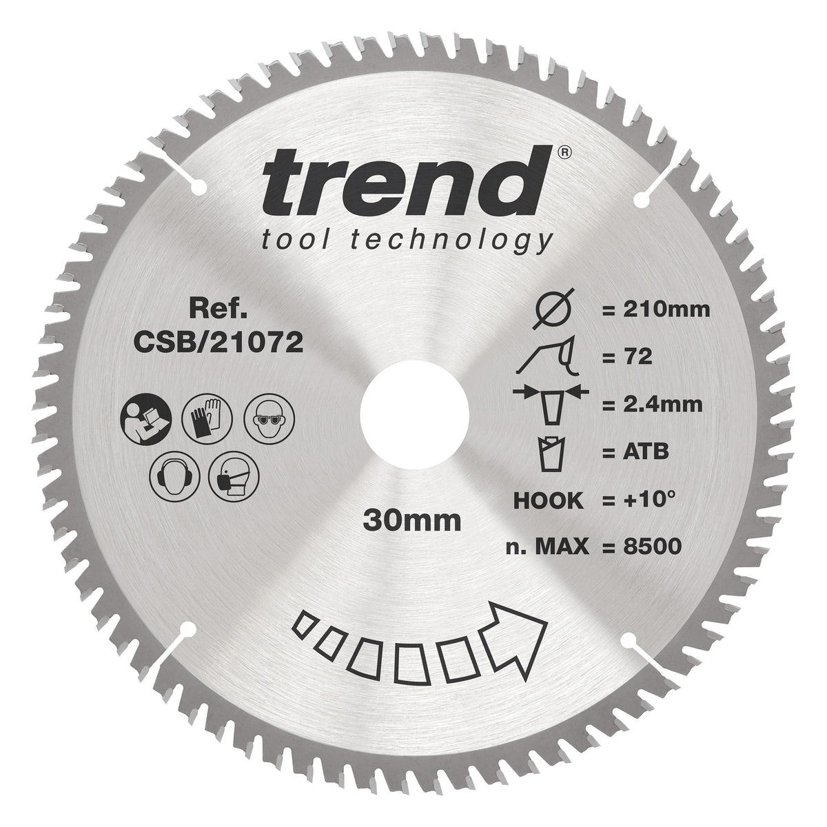 Trend 210mm x 30mm x 72T Fine Cut Off Circular Saw Blade