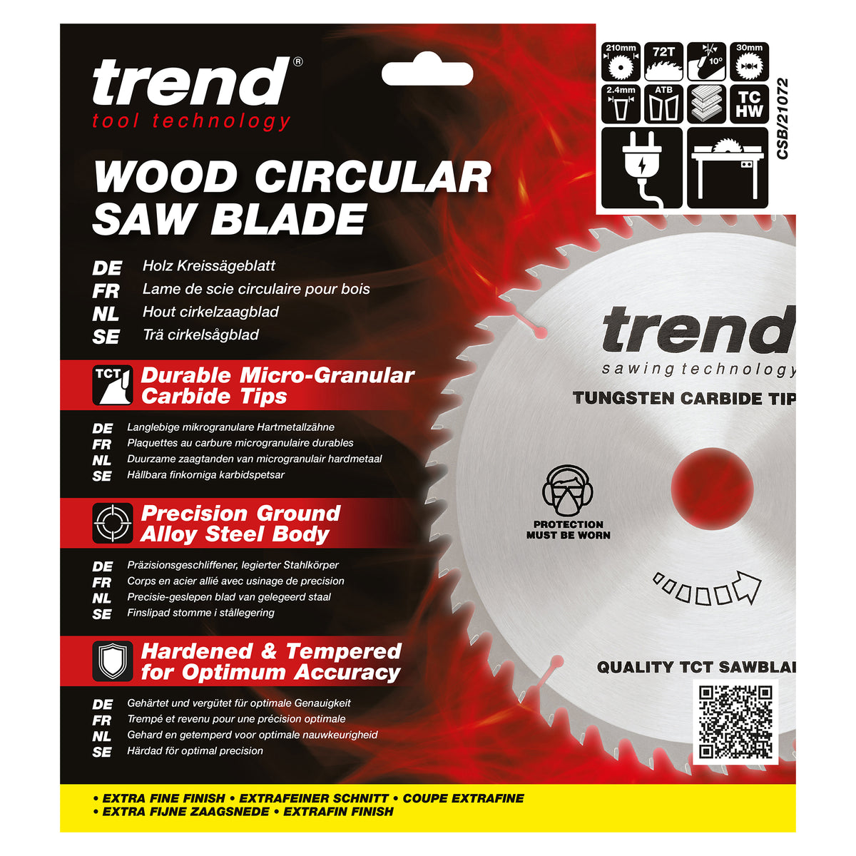 Trend 210mm x 30mm x 72T Fine Cut Off Circular Saw Blade