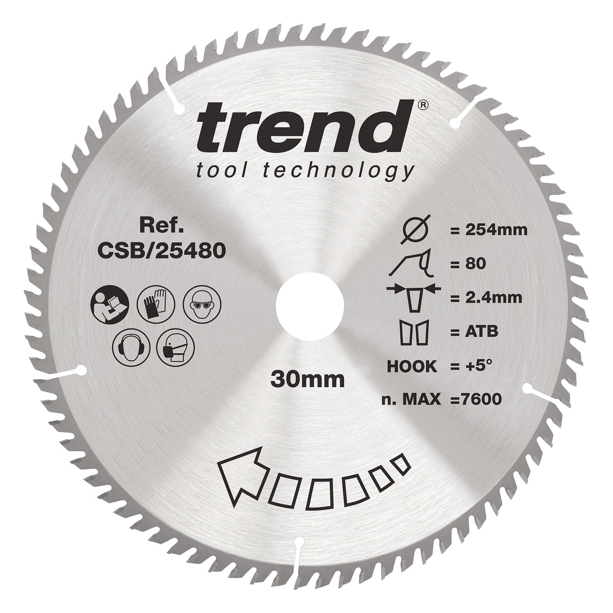 Trend 254mm x 30mm x 80T Fine Cut Off Circular Saw Blade