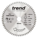 Trend 260mm x 30mm x 60T Fine Cut Off Circular Saw Blade