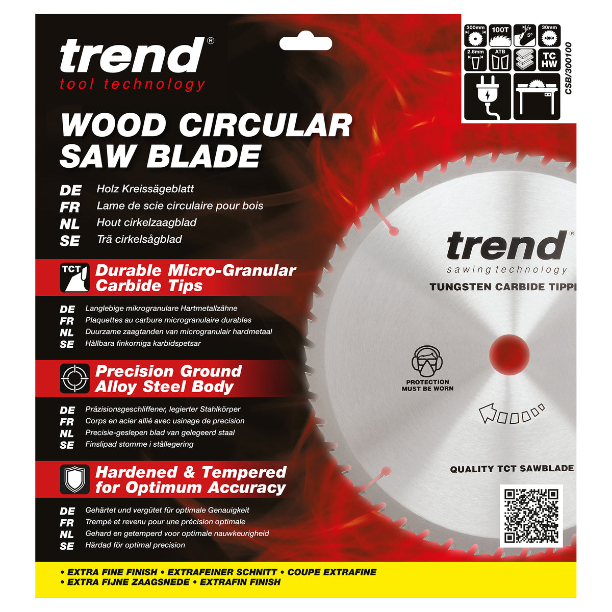 Trend 300mm x 30mm x 100T Fine Cut Off Circular Saw Blade