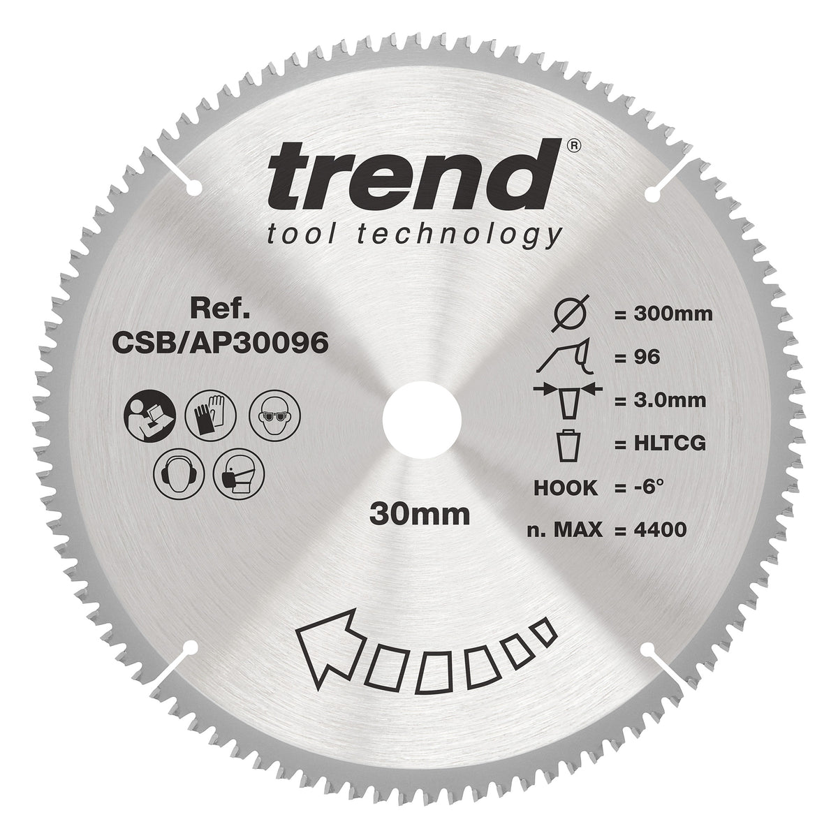 Trend 300mm x 30mm x 96T Aluminium/Plastic Circular Saw Blade
