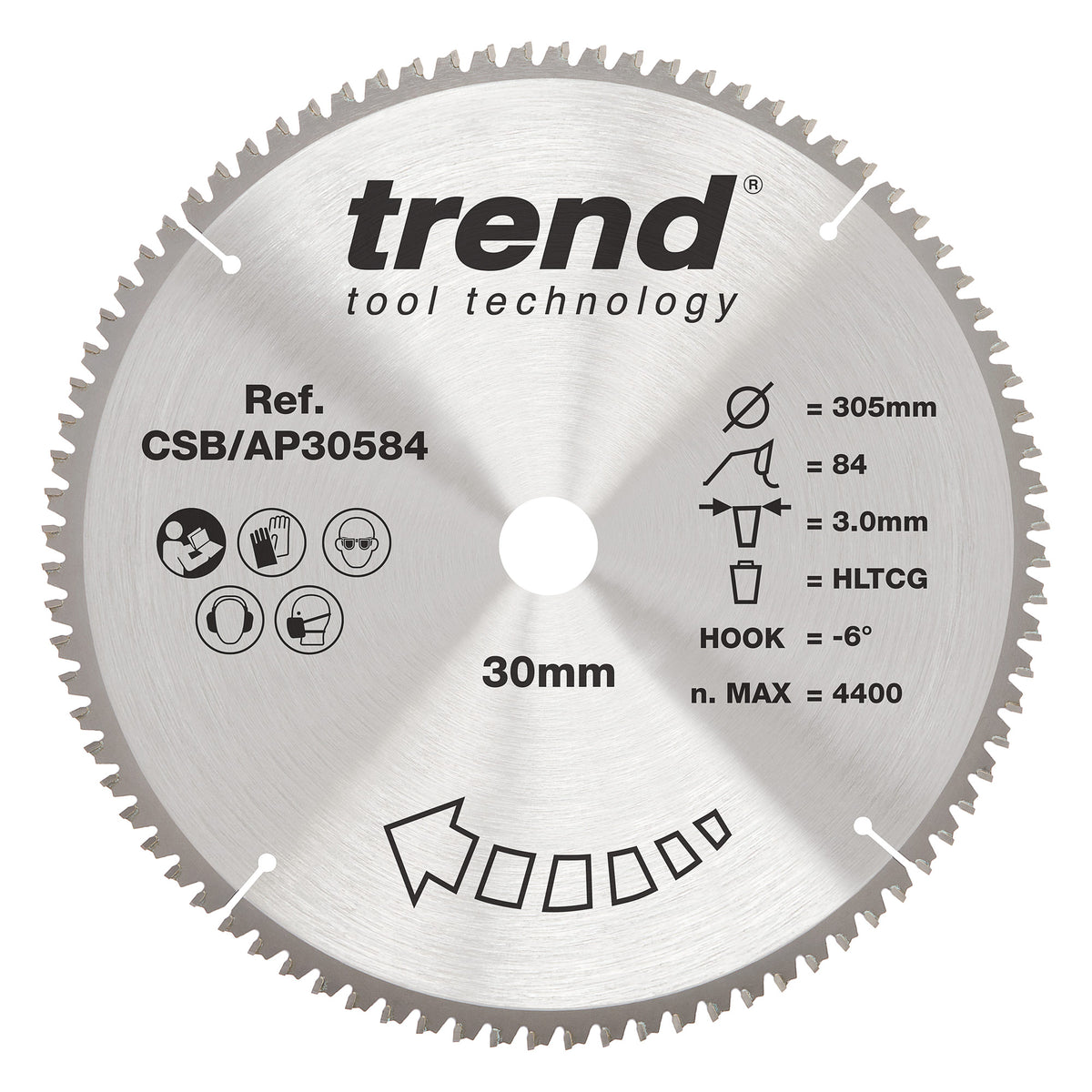 Trend 305mm x 30mm x 84T Aluminium/Plastic Circular Saw Blade