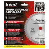 Trend 185mm x 20mm x 60T Fine Cut Off Cordless Mitre Saw Blade