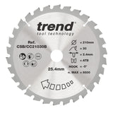 Trend 210mm x 25.4mm x 30T Ripping Mitre Saw Blade
