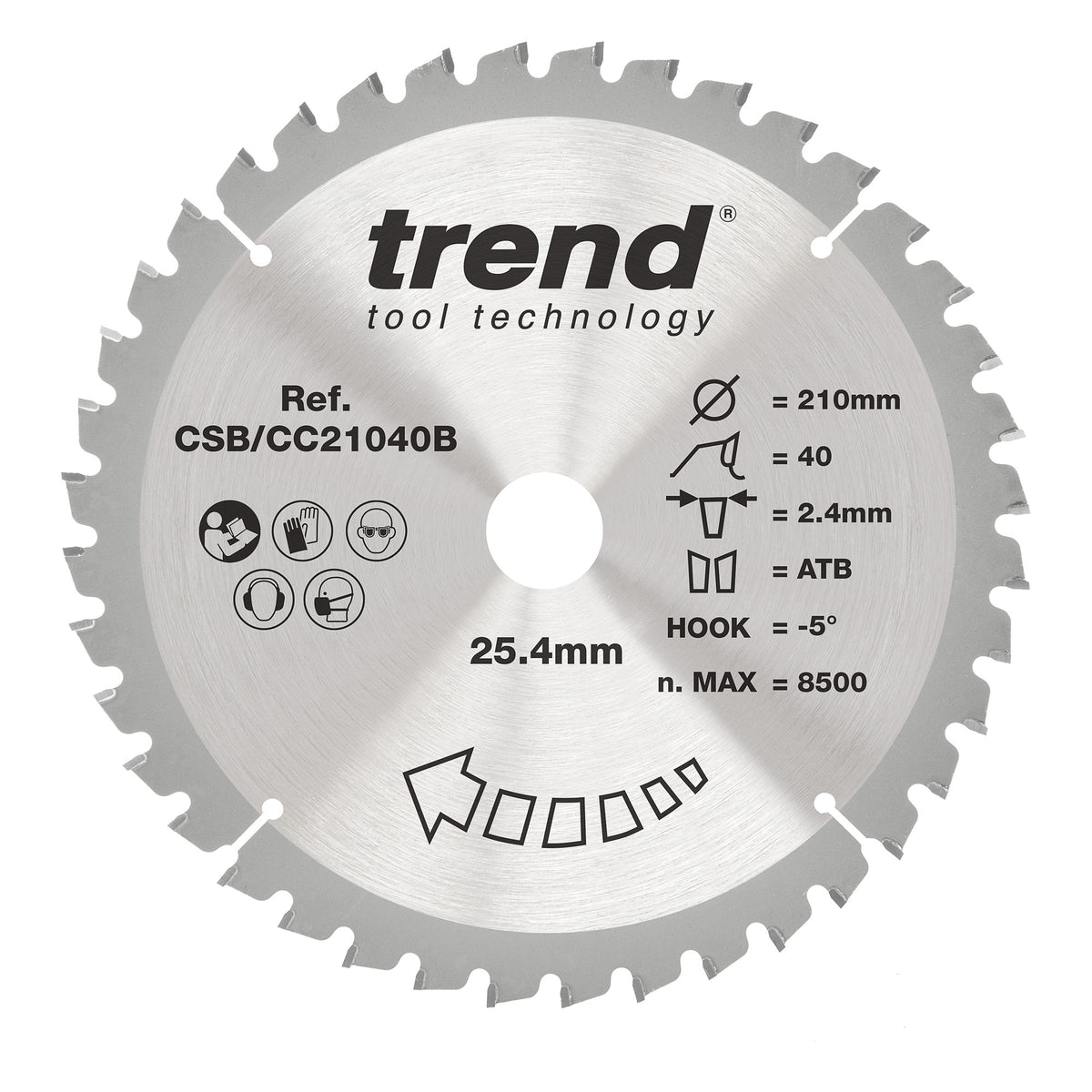 Trend 210mm x 25.4mm x 40T General Purpose Mitre Saw Blade