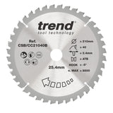Trend 210mm x 25.4mm x 40T General Purpose Mitre Saw Blade