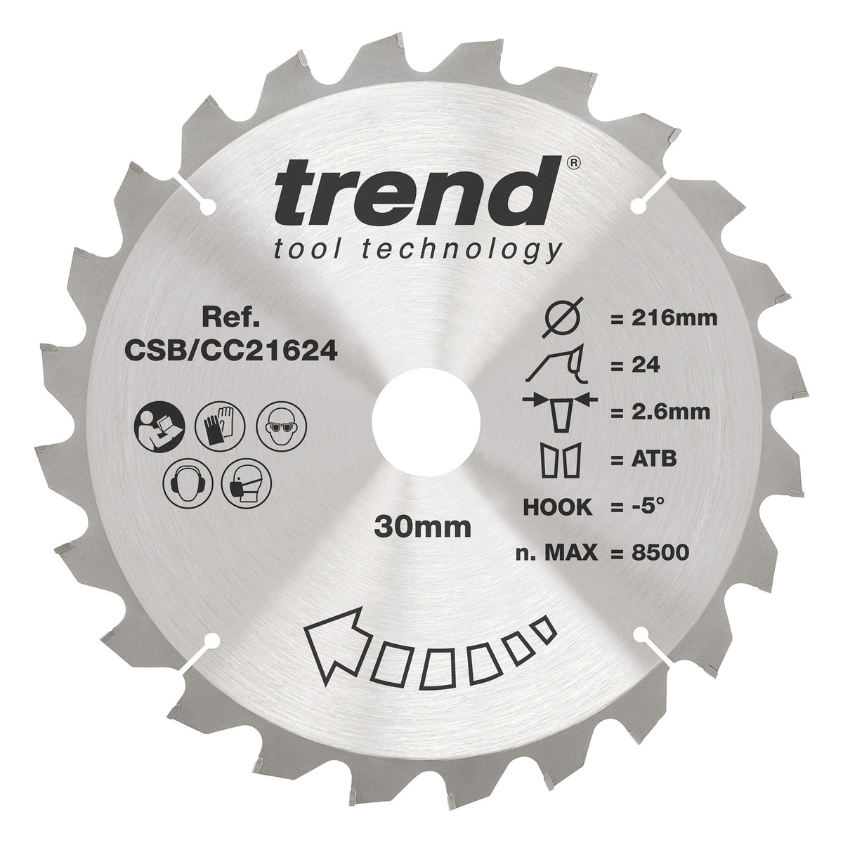 Trend 216mm x 30mm x 24T Ripping Mitre Saw Blade