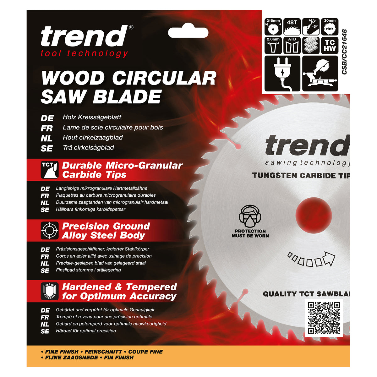 Trend 216mm x 30mm x 48T General Purpose Mitre Saw Blade