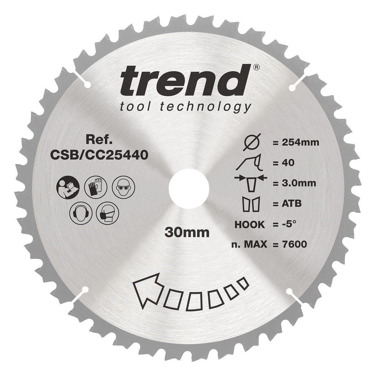 Trend 254mm x 30mm x 40T General Purpose Mitre Saw Blade