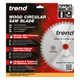 Trend 254mm x 30mm x 60T Wood Cordless Mitre Saw Blade