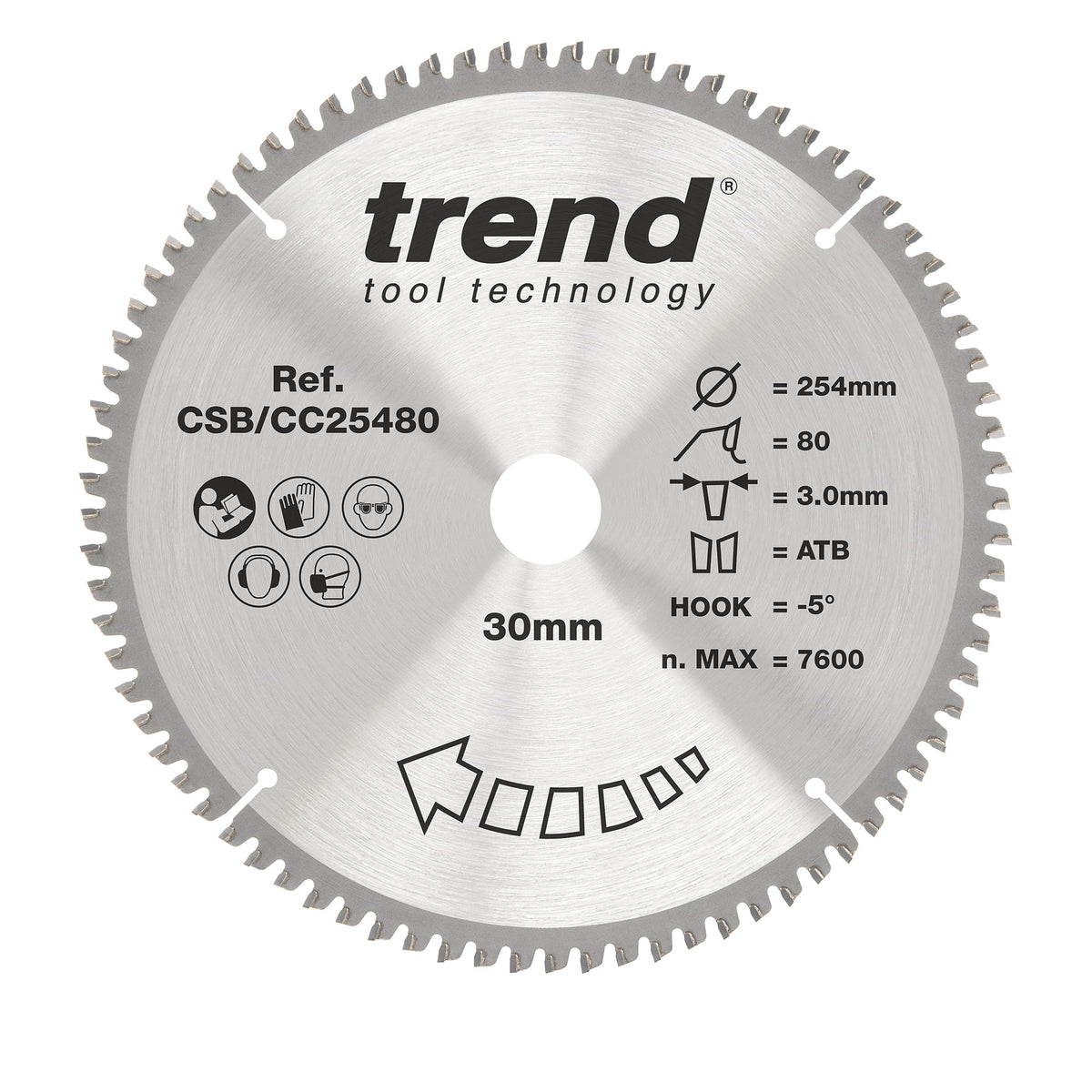 Trend 254mm x 30mm x 80T Fine Cut Off Mitre Saw Blade