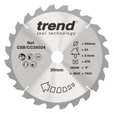 Trend 260mm x 30mm x 24T Ripping Mitre Saw Blade