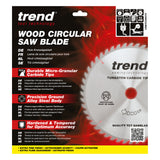 Trend 260mm x 30mm x 72T Fine Cut Off Mitre Saw Blade