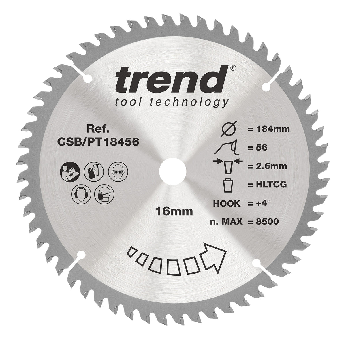 Trend 184mm x 16mm x 56T Laminate/HPL Circular Saw Blade