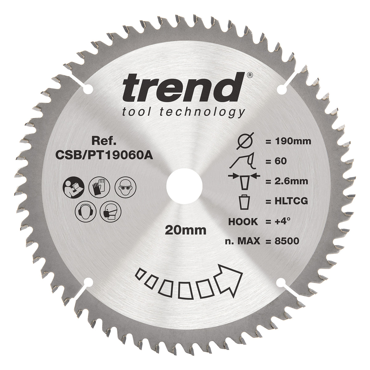 Trend 190mm x 20mm x 60T Laminate/HPL Circular Saw Blade