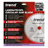 Trend 250mm x 30mm x 80T Laminate/HPL Circular Saw Blade