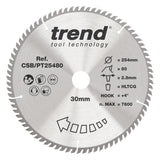 Trend 254mm x 30mm x 80T Laminate/HPL Circular Saw Blade