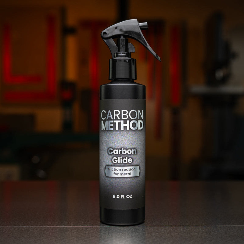 Carbon Method Carbon Glide Friction Reducer for Metal 177mL applied to cast iron tool, providing superior slickness than wax