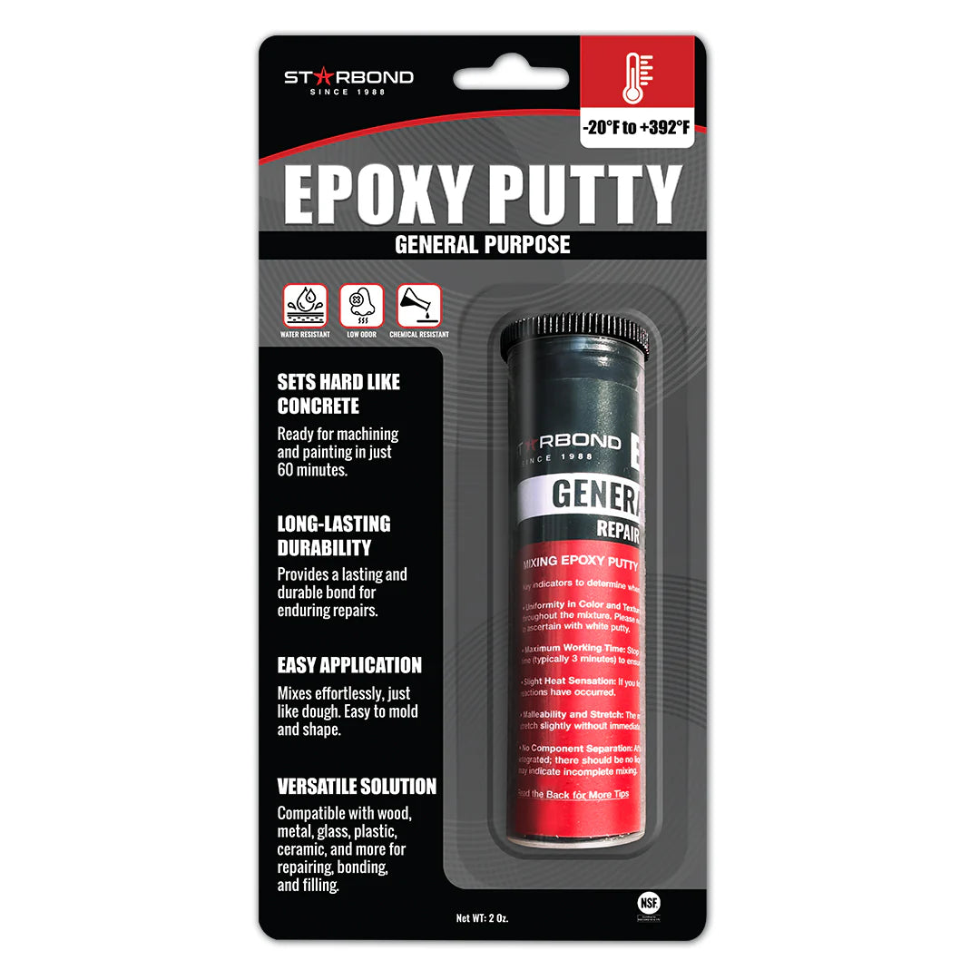 Starbond General Purpose Epoxy Putty Stick in black, ideal for versatile bonding and repairs on various surfaces