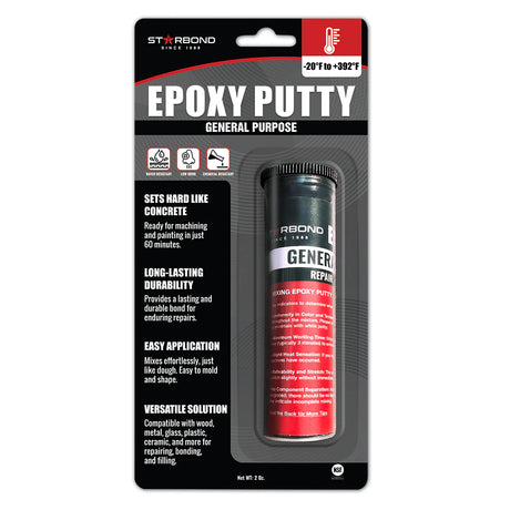 Starbond General Purpose Epoxy Putty Stick in black, ideal for versatile bonding and repairs on various surfaces