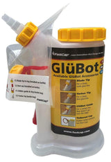FastCap GluBot Glue Dispenser bottle in woodworking workshop setting