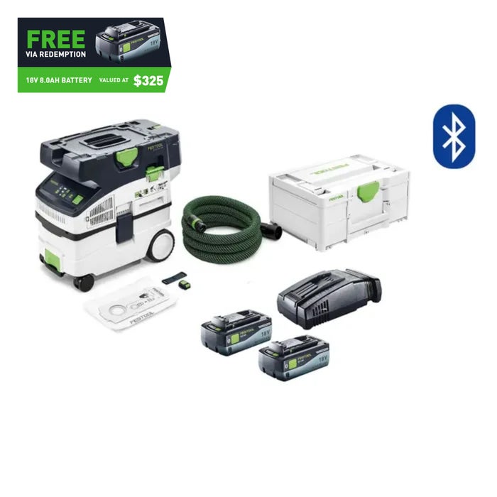 Festool CTMC MIDI 15L M Class 18V Cordless Mobile Dust Extractor 8.0Ah Bluetooth Energy Set