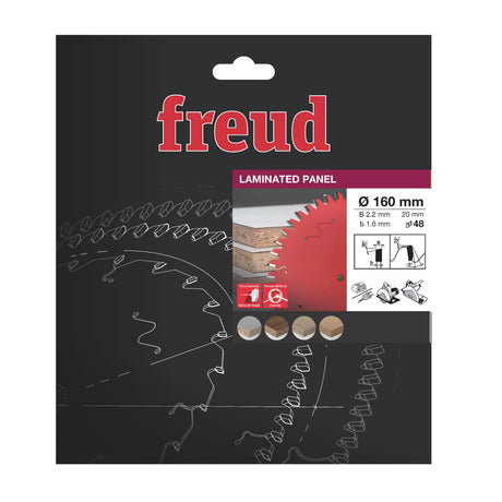 Freud 160 x 20 x 2.2 x 48T Laminated Panel Saw Bladesuits Handheld and Plunge Circular Saws