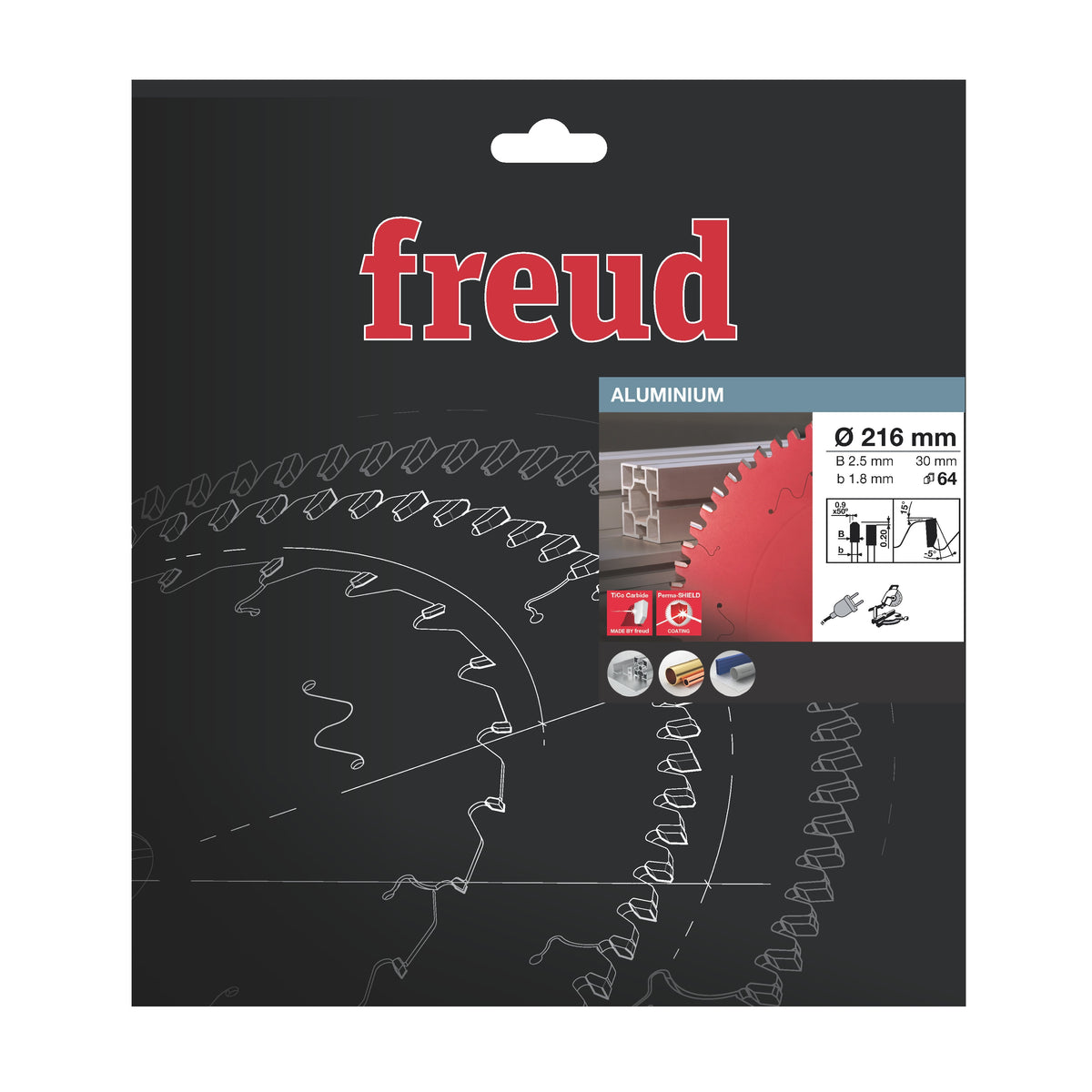 Freud 216 x 30 x 2.5 x 64T Aluminium Circular Saw Blade suits Mitre Saws