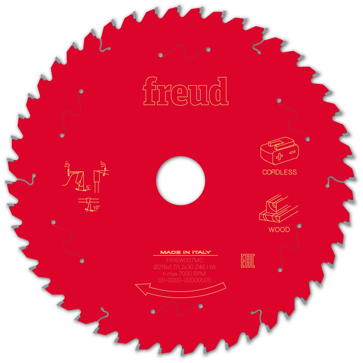 Freud 216 x 30 x 1.7 x 48T Thin Kerf Wood Circular Saw Blade suits Cordless Mitre Saws