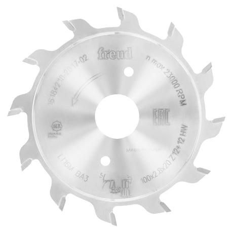 Freud Adjustable Scoring Saw Blade 100mm Diameter 20mm Bore on white background