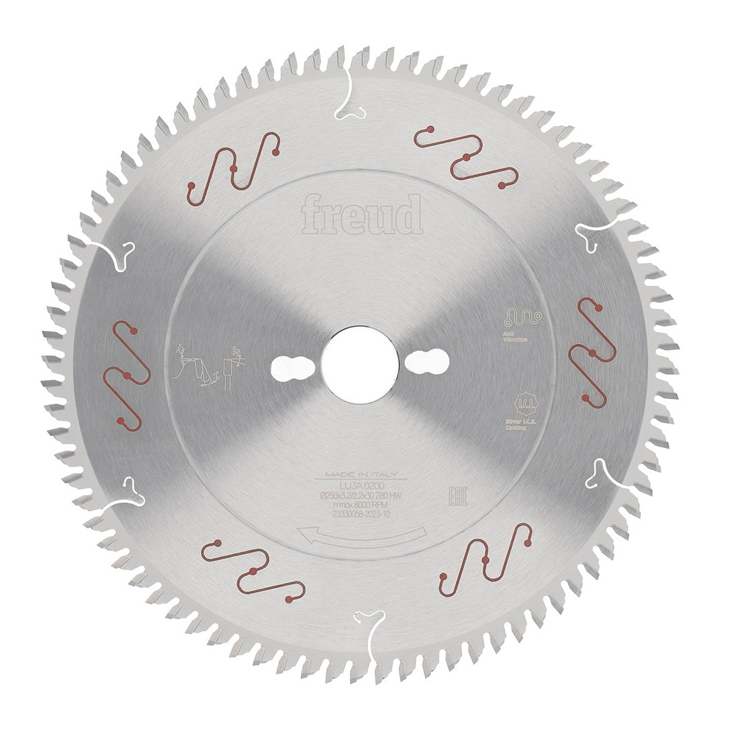 Freud 250mm Melamine Cut Off Saw Blade, Dual-Sided, 30mm Bore, Industrial-Grade Woodworking Tool