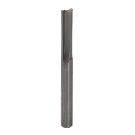 Freud Straight Router Bit Double Flute 1/4in Shank in use on timber slab