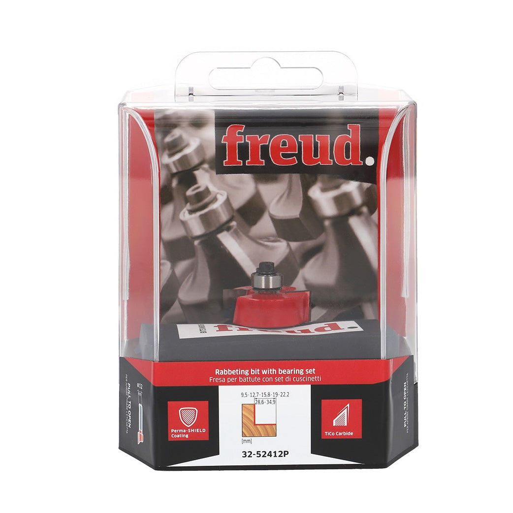 Freud Rabbet Moulding Set - 1/2in Shank - 7 Depths - Router Bit with Bearings