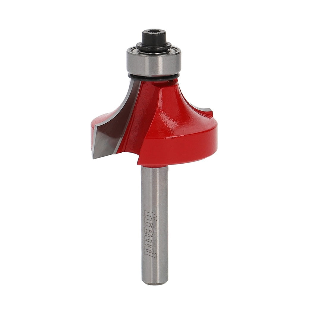 Freud Round Over Router Bits 1/4in Shank - Close-up view of the 1/2in bearing on the router bit
