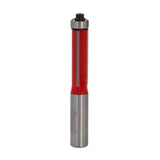 Freud Triple-Blade Flush Trim Router Bit 1/2in Shank in action, showcasing three-flute design for faster cutting and superior finish