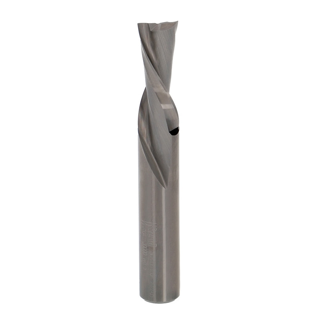 Freud Industrial Twin-Flute Spiral Downcut CNC Router Bits 1/2in Shank Solid Carbide in use on CNC machine