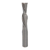 Freud Industrial 1/2in Shank Spiral Downcut CNC Router Bit with Two Flutes, Right Hand Cut - Detailed view of sharp carbide tip