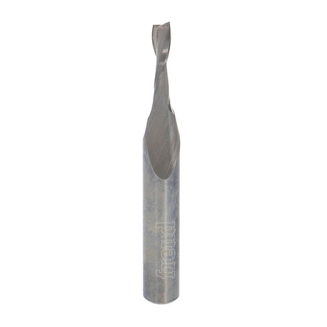 Freud Industrial Twin-Flute Spiral Upcut CNC Router Bit in action, producing precise cuts