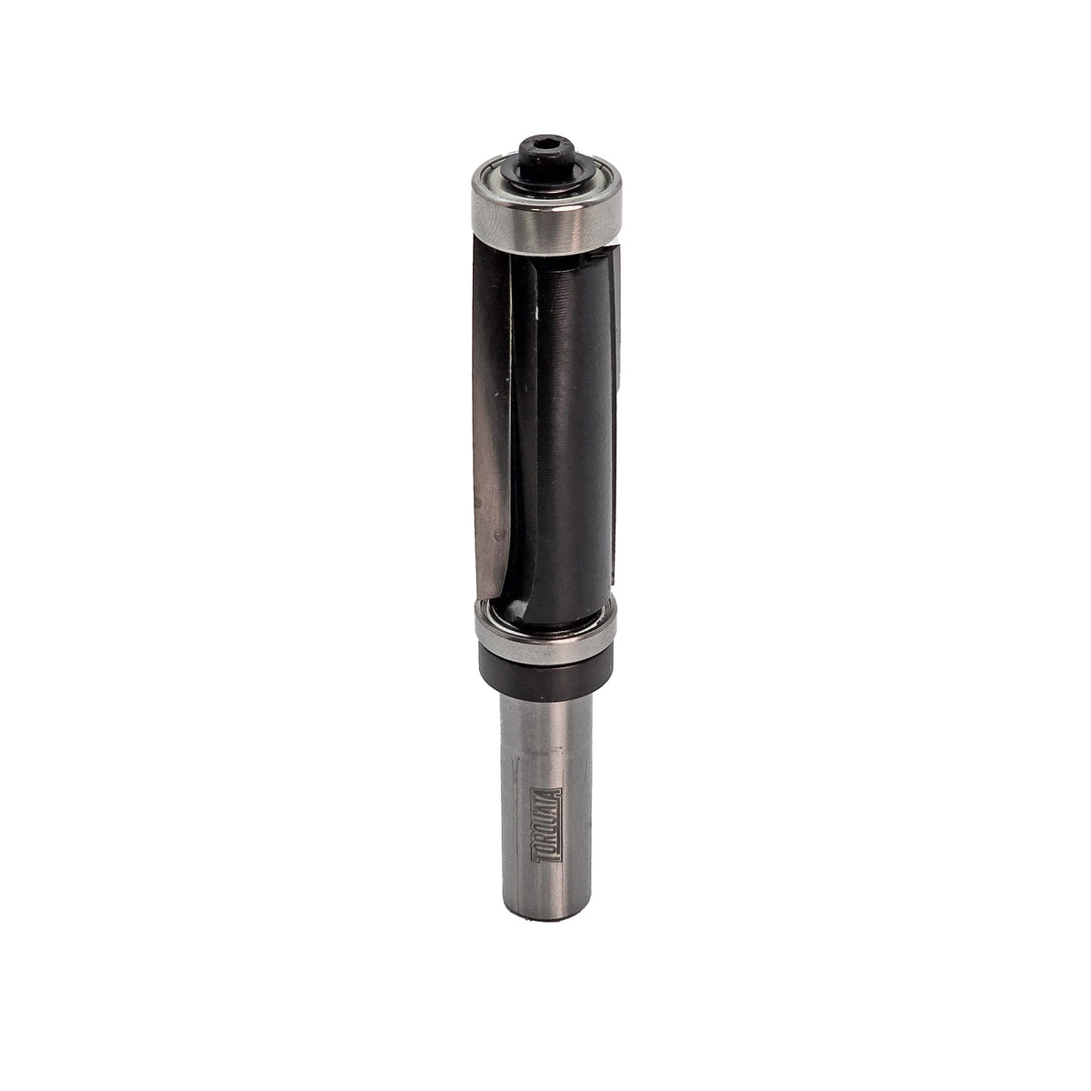 Torquata Dual-Bearing Flush Trim Router Bit 1/2in Shank in action on timber surface