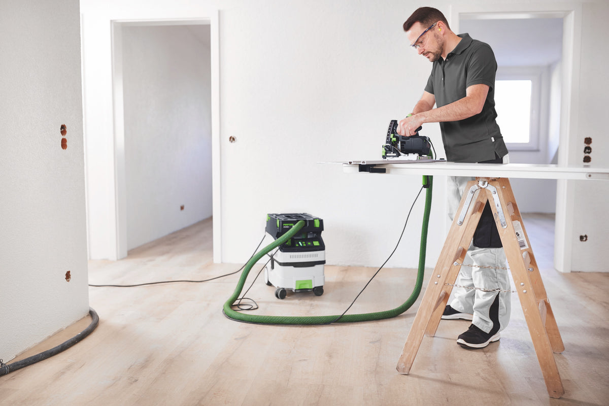 Festool TS 60K plunge cut saw with 100 Year Limited Edition Systainer and 1400mm Rail in action
