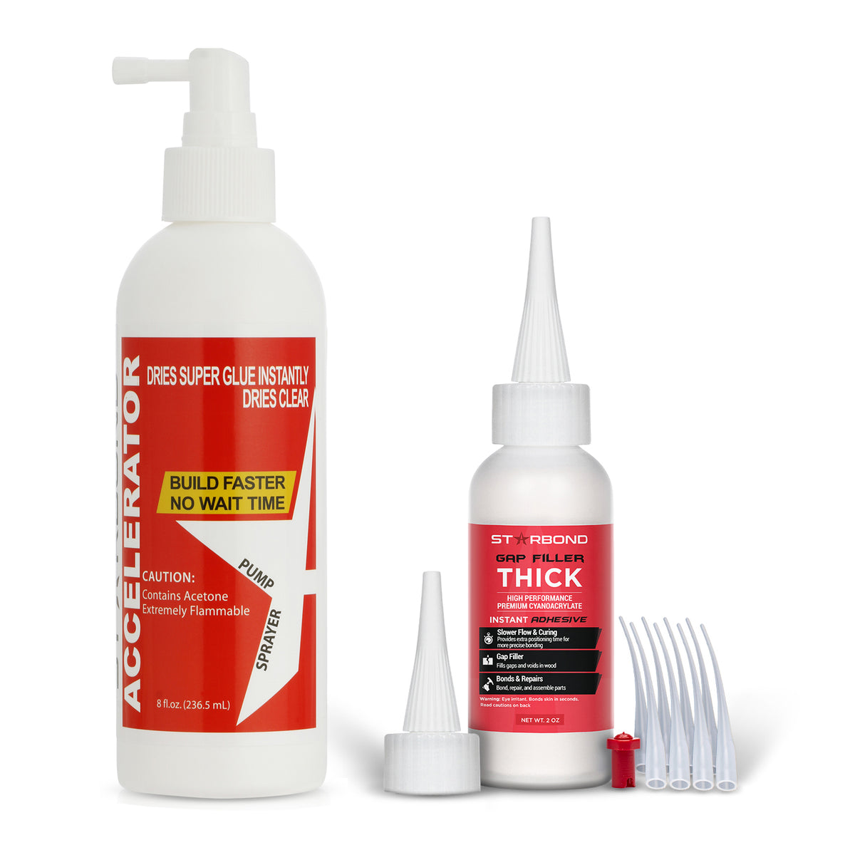 Starbond 2oz Gap Filler Thick CA Glue with 8oz Pump Accelerator Bundle in action