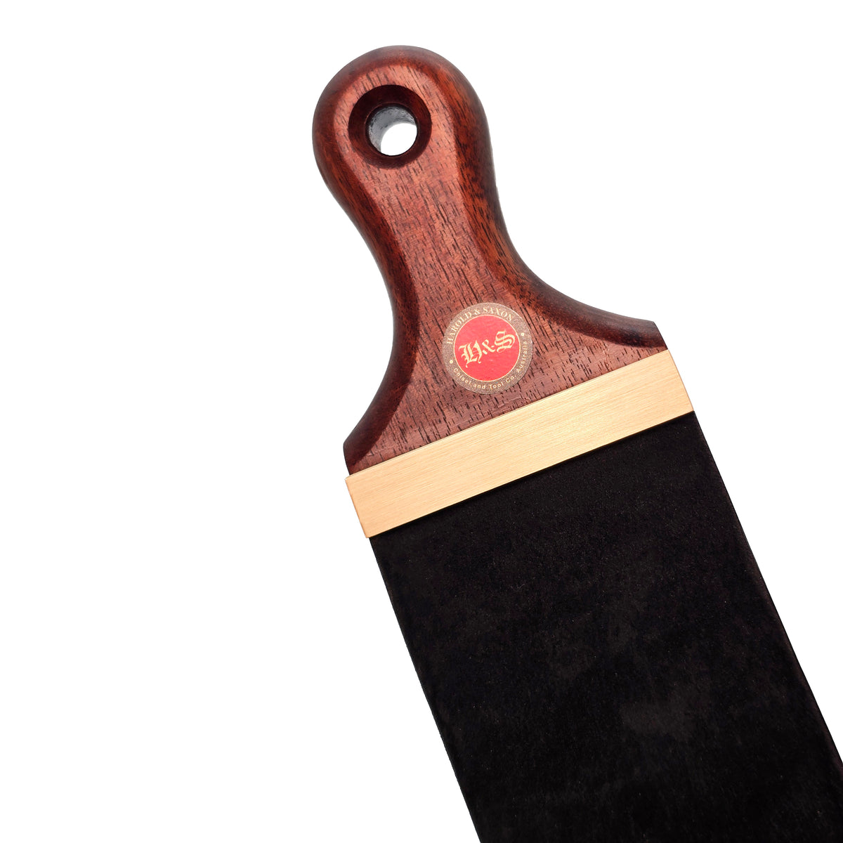 Harold & Saxon Honing Strop Deluxe Desert Hardwood crafted from Murray Grey Calf hide leather