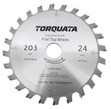 Torquata Set of 2 203mm Flat-Top Saw Blades with Shims, angled view showing 30mm bore