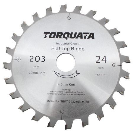 Torquata Set of 2 203mm Flat-Top Saw Blades with Shims, angled view showing 30mm bore